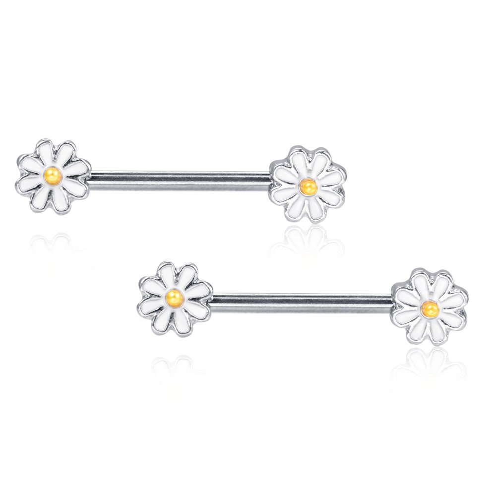 Algopix Similar Product 8 - 14G Cute Daisy Flower Nipple Rings
