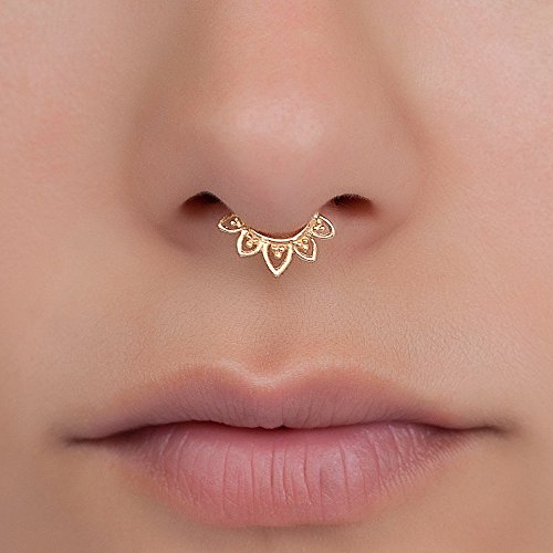 Algopix Similar Product 12 - Fake Septum Nose Ring Indian Lotus