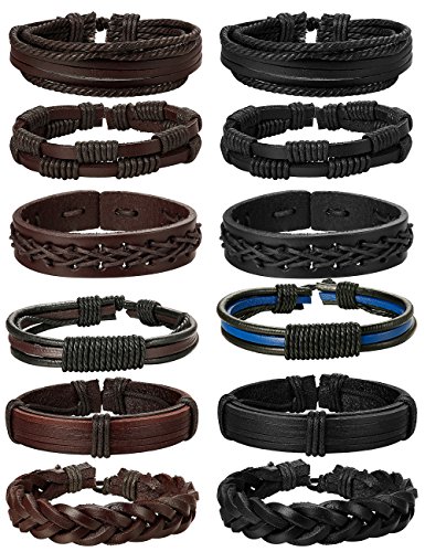 Algopix Similar Product 2 - Jstyle 12Pcs Braided Leather Bracelet