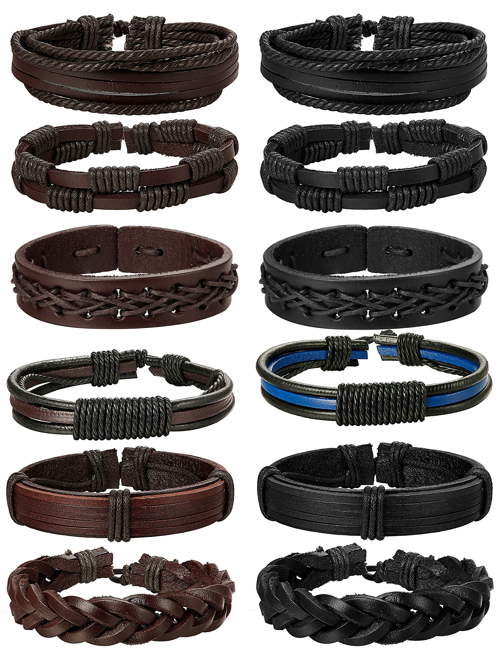 Algopix Similar Product 11 - Jstyle 12Pcs Braided Leather Bracelet