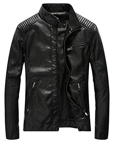Algopix Similar Product 18 - Fairylinks Leather Jacket Men Slim Fit