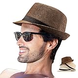 Algopix Similar Product 19 - Mens Fedora Hats Straw Hat for Men
