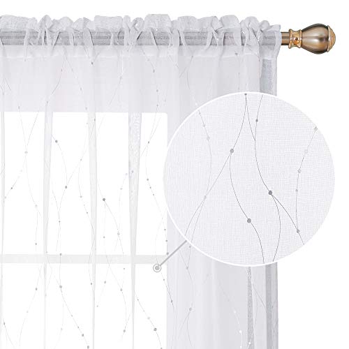 Algopix Similar Product 13 - Deconovo Rod Pocket White Sheer