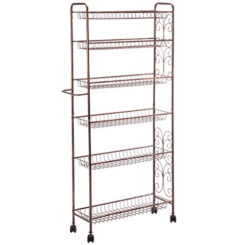 Algopix Similar Product 3 - Rolling Antique Wire Slim 6Shelf