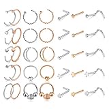 Algopix Similar Product 19 - DBella 20G CZ Nose Rings Hoop LShaped