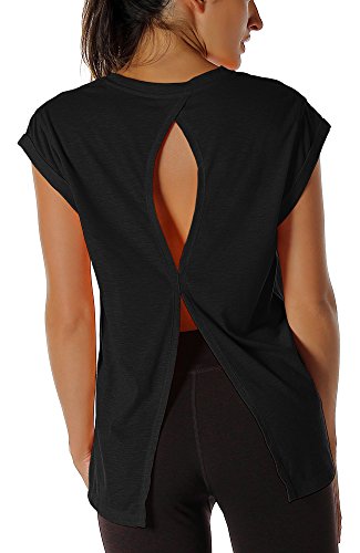 Algopix Similar Product 12 - icyzone Open Back Workout Top Shirts 