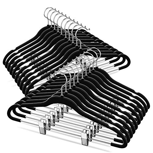 Algopix Similar Product 3 - TIMMY Velver Hangers with Clips 20