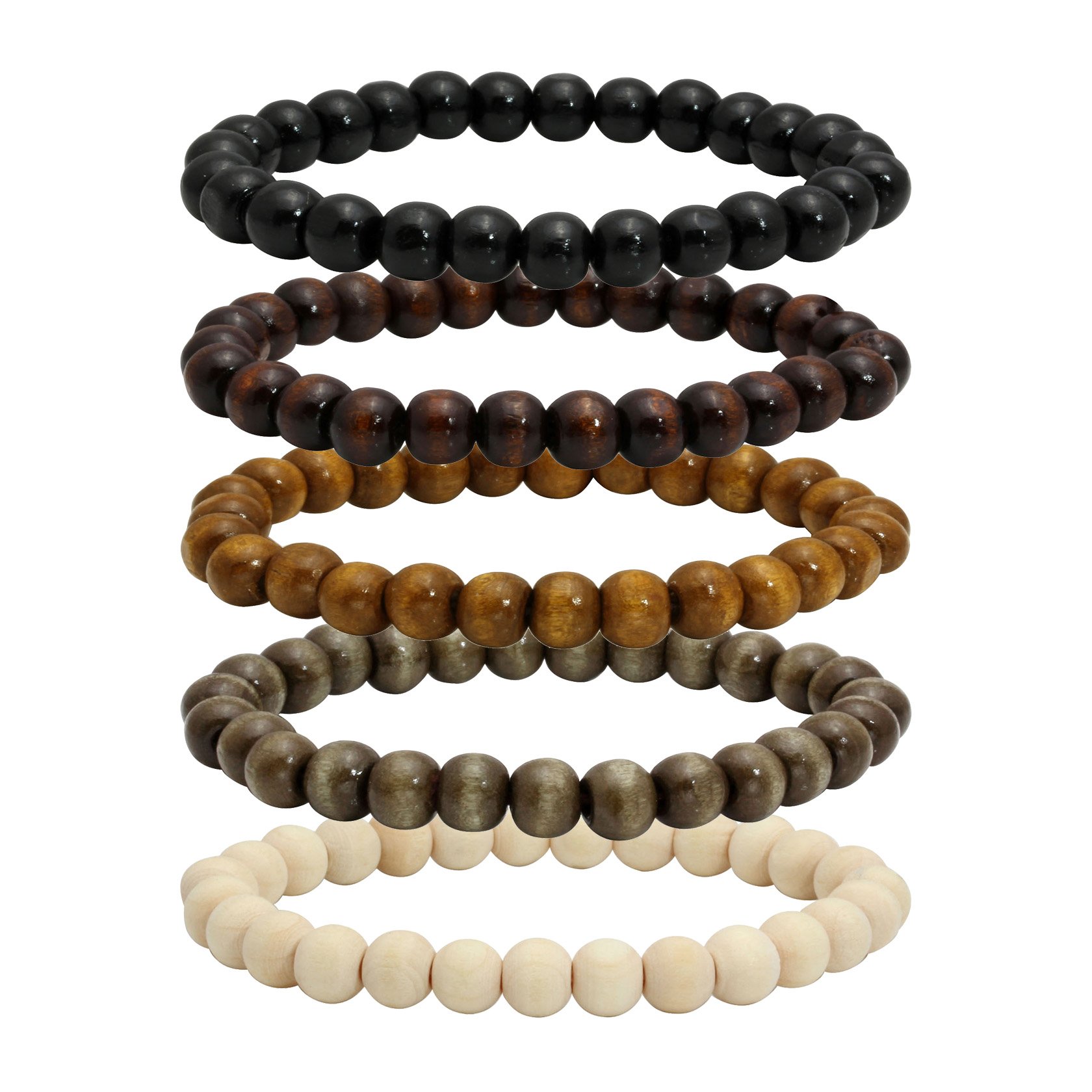 Algopix Similar Product 5 - MILAKOO 5 Pcs Wooden Beaded Bracelet