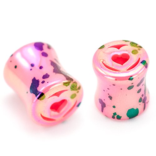 Algopix Similar Product 6 - Heart Paint Splatter Plugs Acrylic Ear