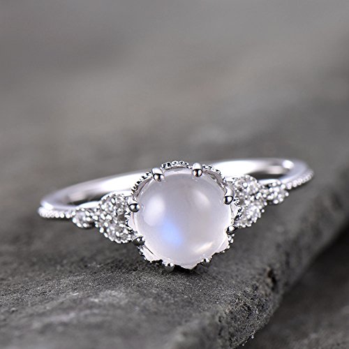 Algopix Similar Product 17 - Moonstone Ring Art Deco Engagement Ring