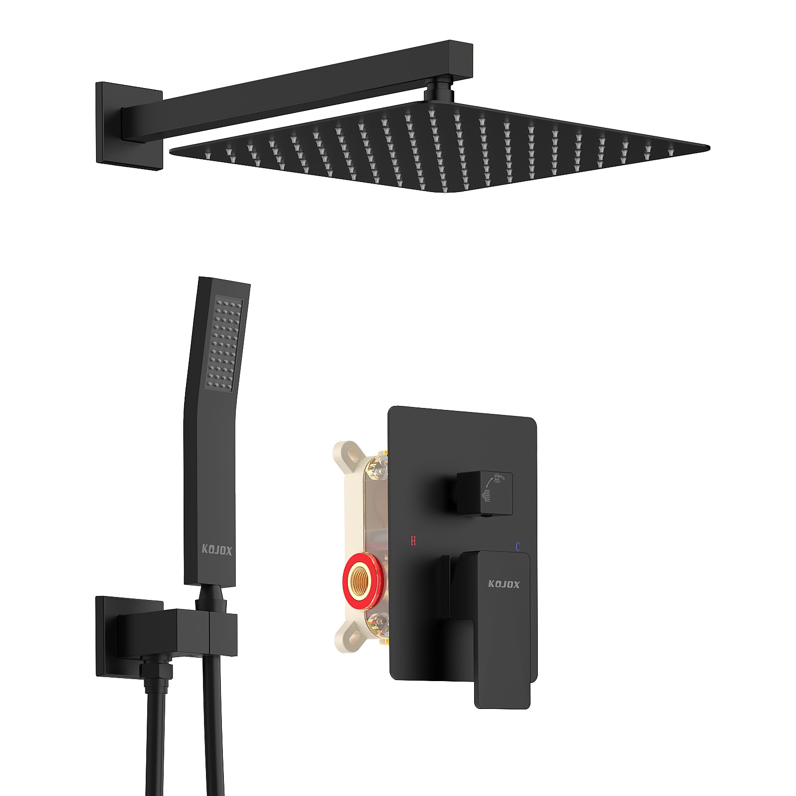 Algopix Similar Product 2 - KOJOX 12 Inch Black Shower System with
