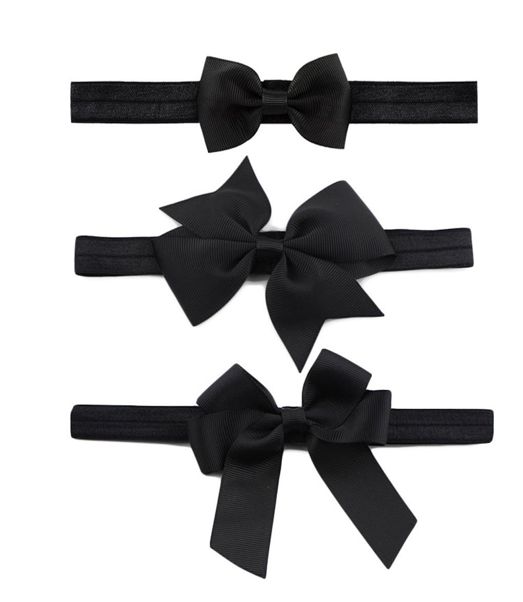 Algopix Similar Product 3 - Black Baby Girls Headband Grosgrain