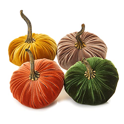 Algopix Similar Product 19 - Small Velvet Pumpkins Set of 4 Includes