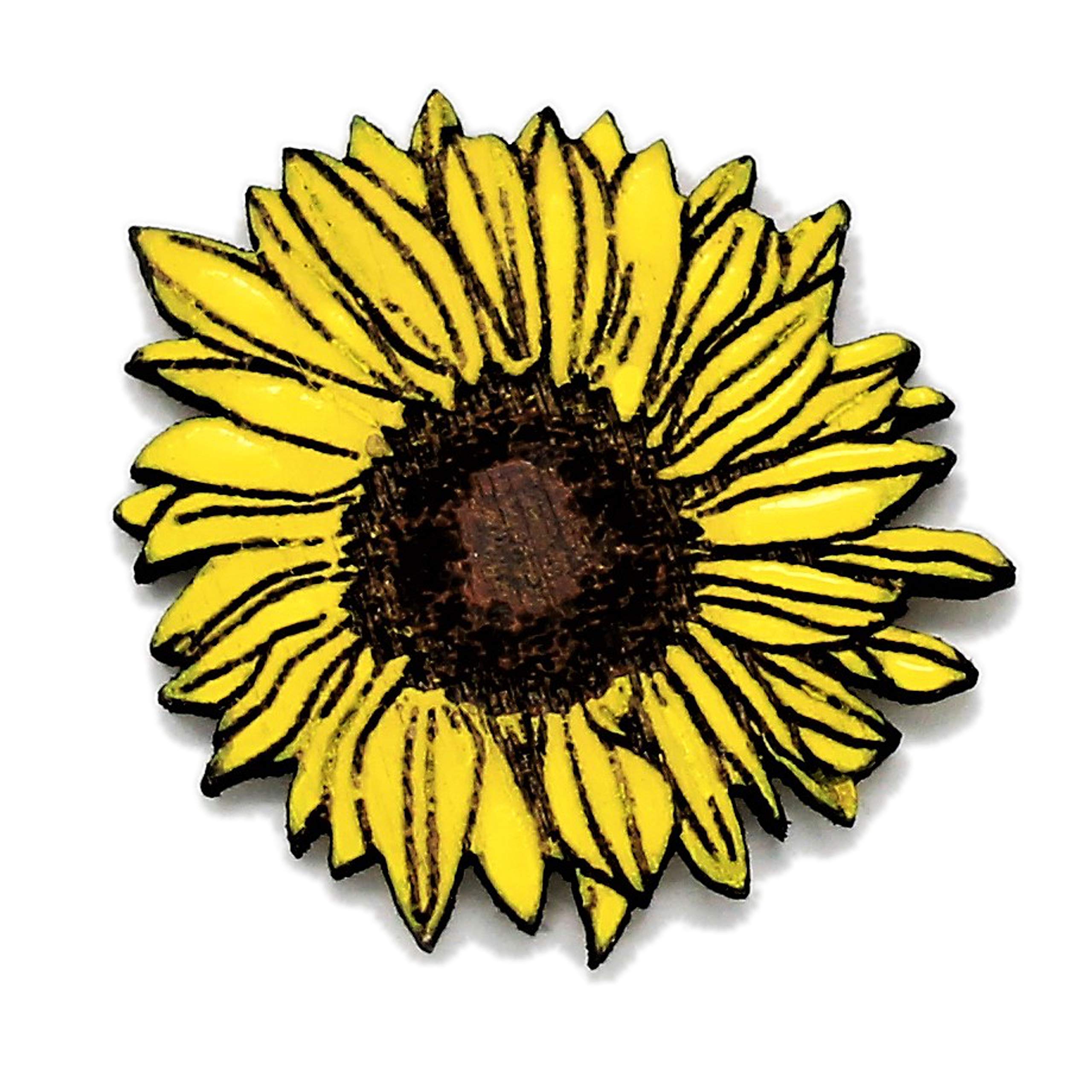Algopix Similar Product 17 - Hand Painted Sunflower Brooch 