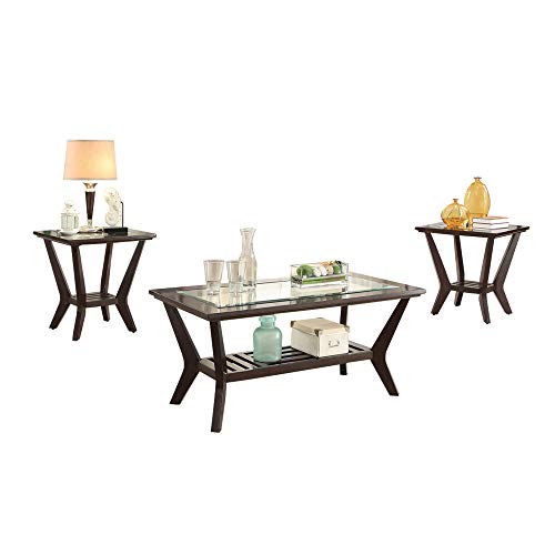 Algopix Similar Product 16 - Benjara Wood And Glass Table Set, Brown