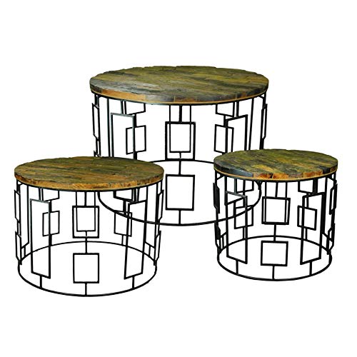 Algopix Similar Product 13 - Benjara Wood/Metal Table Set, Brown