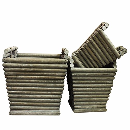 Algopix Similar Product 17 - Benjara Old Style Wooden PlantersSet