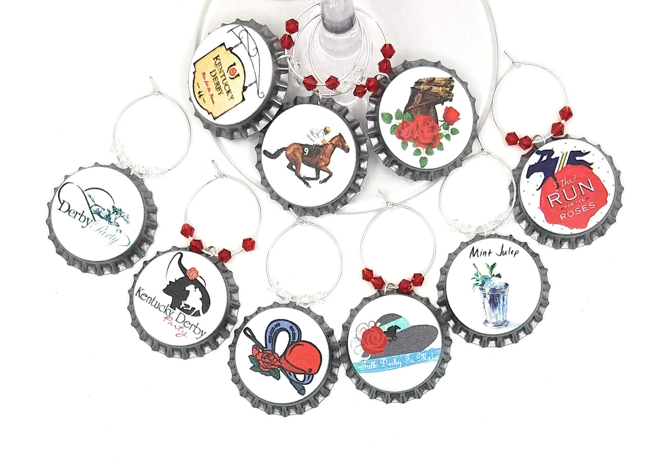 Algopix Similar Product 12 - Kentucky Derby Wine Glass Charms 
