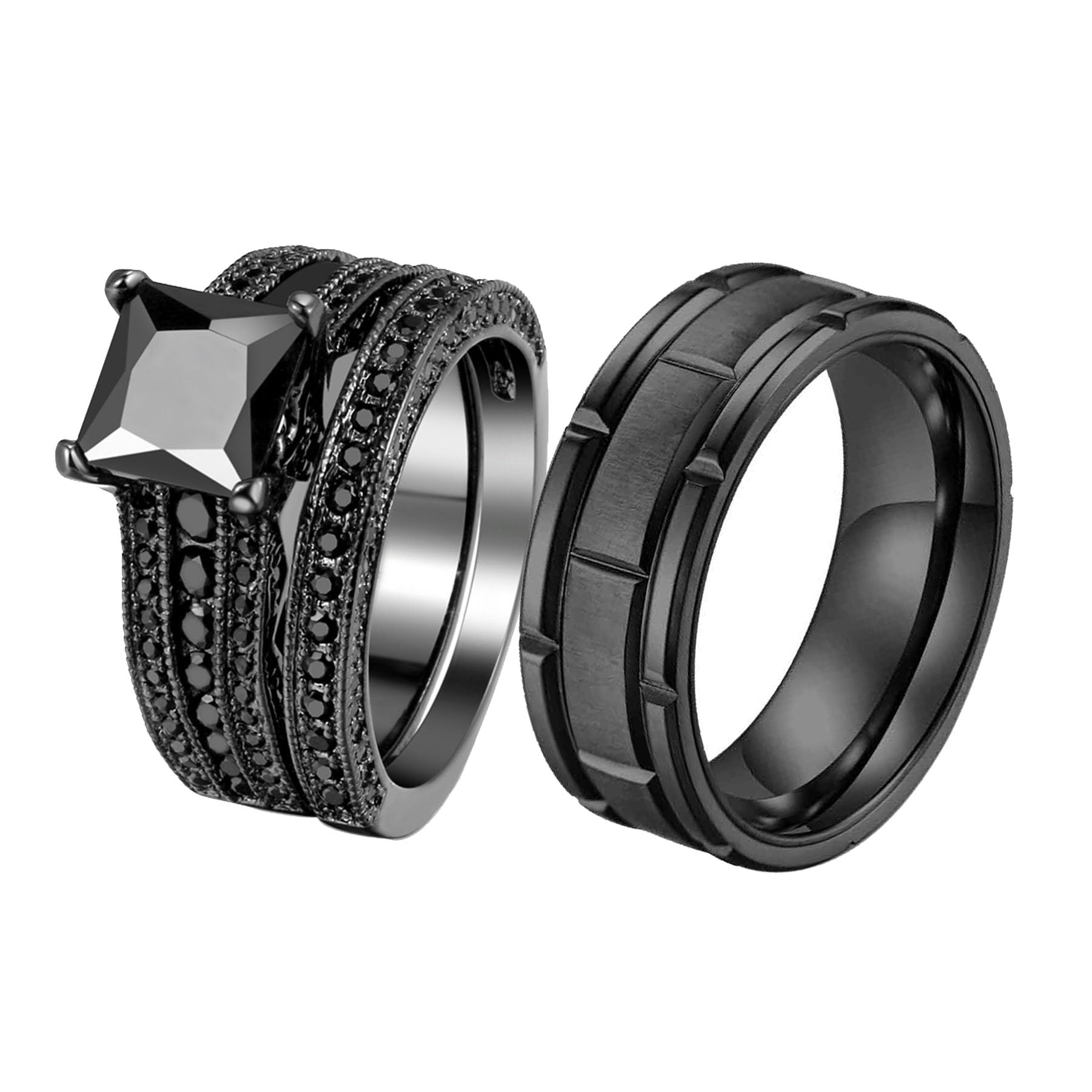 Algopix Similar Product 2 - His and Hers Wedding Ring Sets Couples