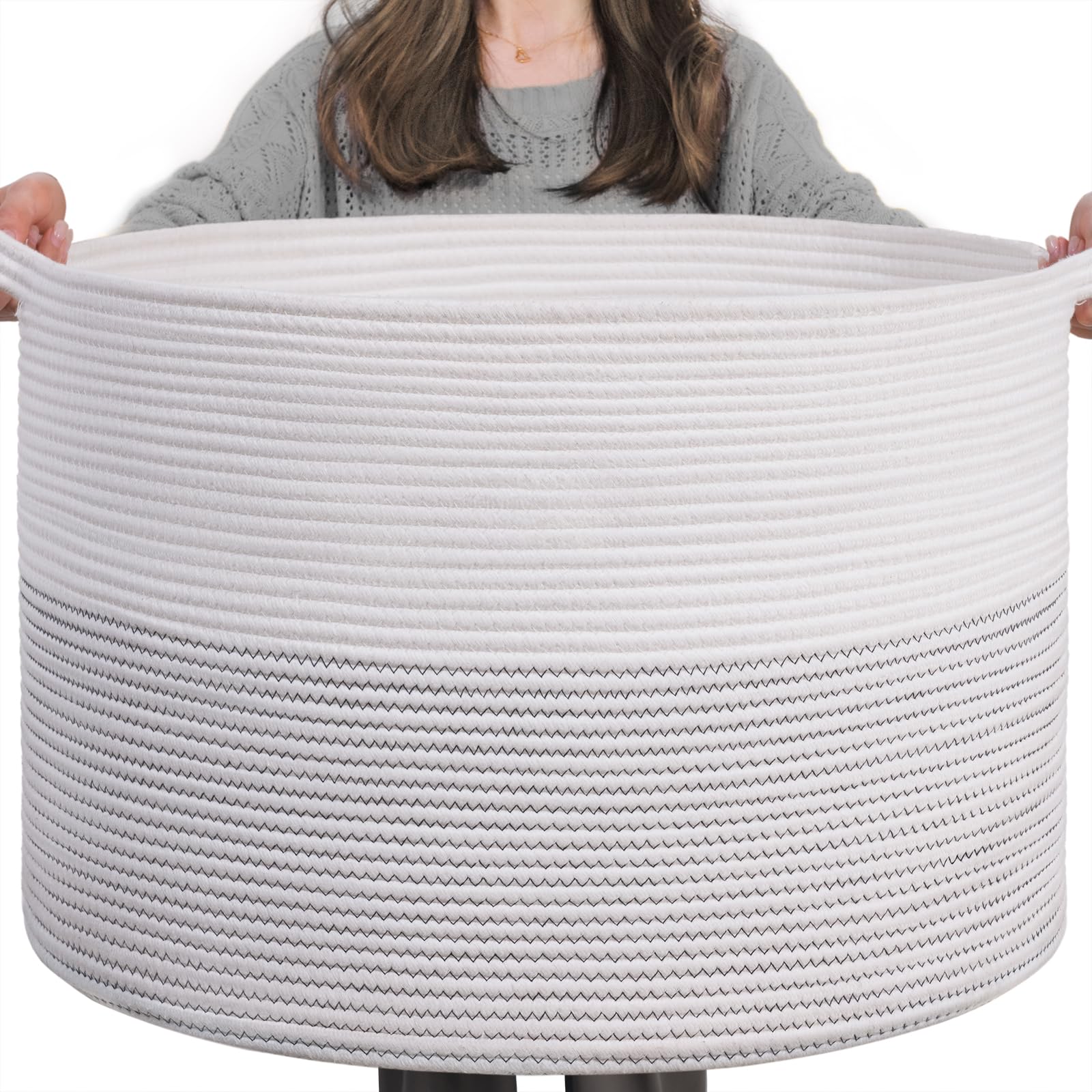 Algopix Similar Product 1 - INDRESSME XXXLarge Cotton Rope Basket