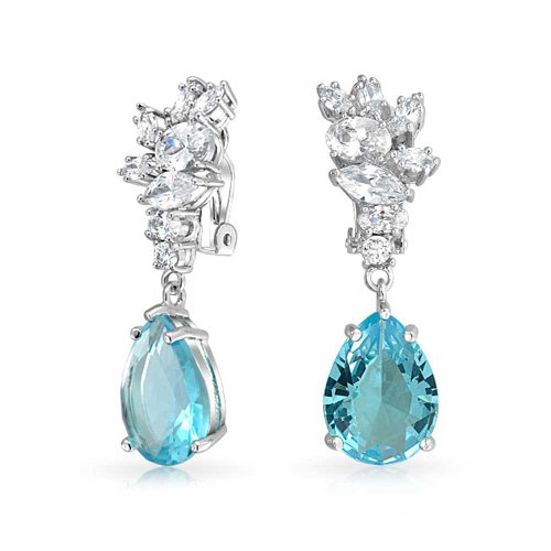 Algopix Similar Product 5 - Aqua Blue Teardrop Cluster CZ Prom