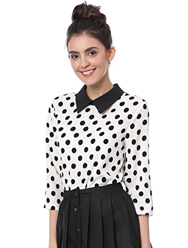 Algopix Similar Product 10 - Allegra K Womens Polka Dots Contrast