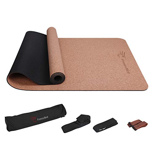 Algopix Similar Product 12 - FrenzyBird 5mm Natural Cork Yoga Mat