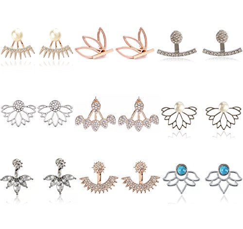 Algopix Similar Product 4 - 9 Pairs Rose Gold Silver Hollow Lotus
