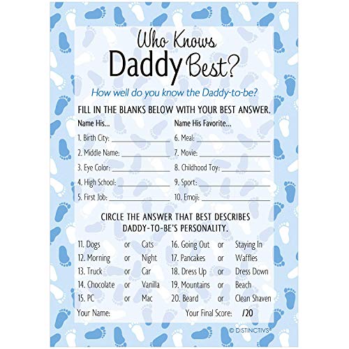 Algopix Similar Product 3 - Who Knows Daddy Best Baby Shower Game 