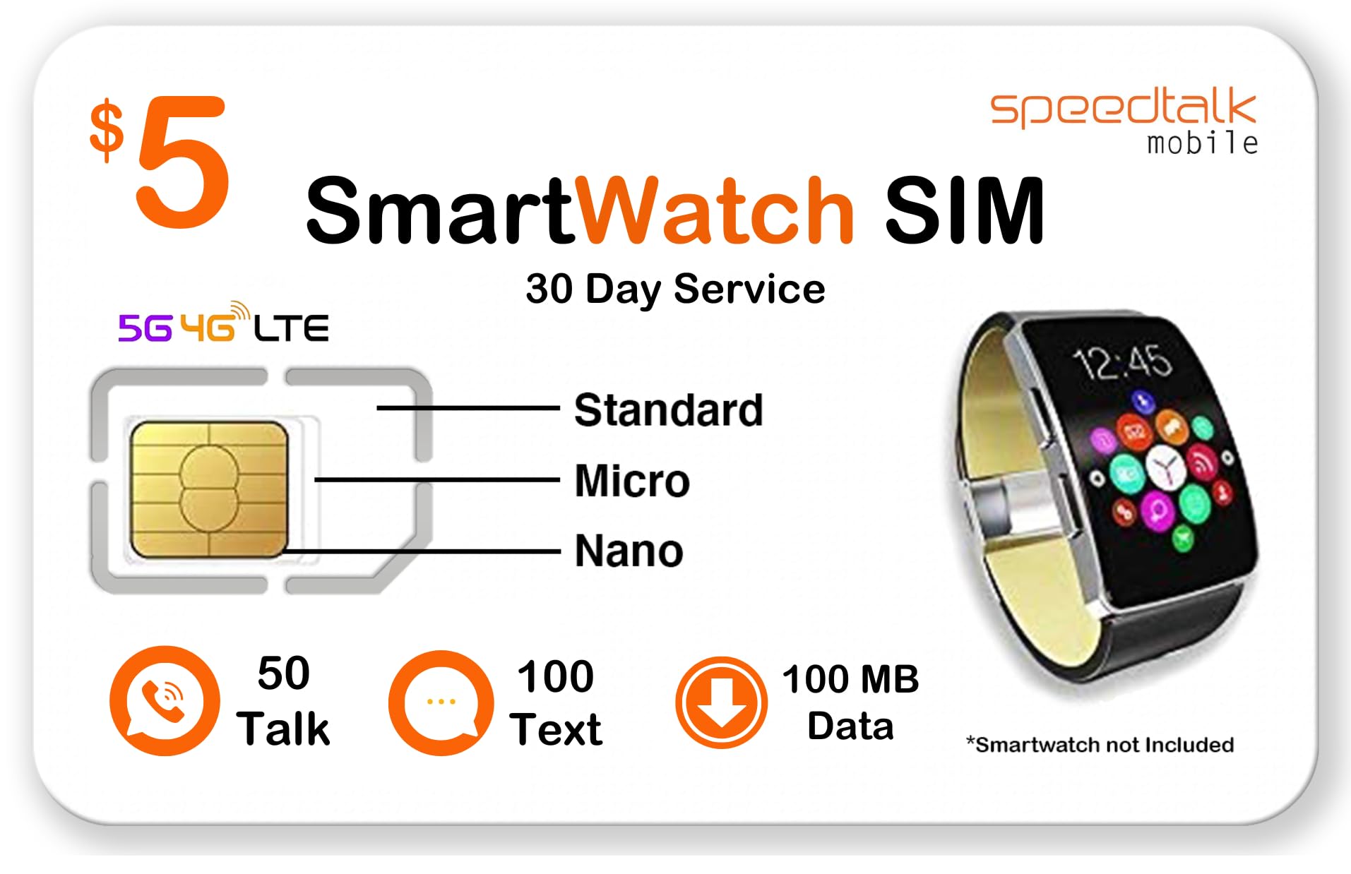 Algopix Similar Product 8 - SpeedTalk Mobile 5 Prepaid Smart Watch