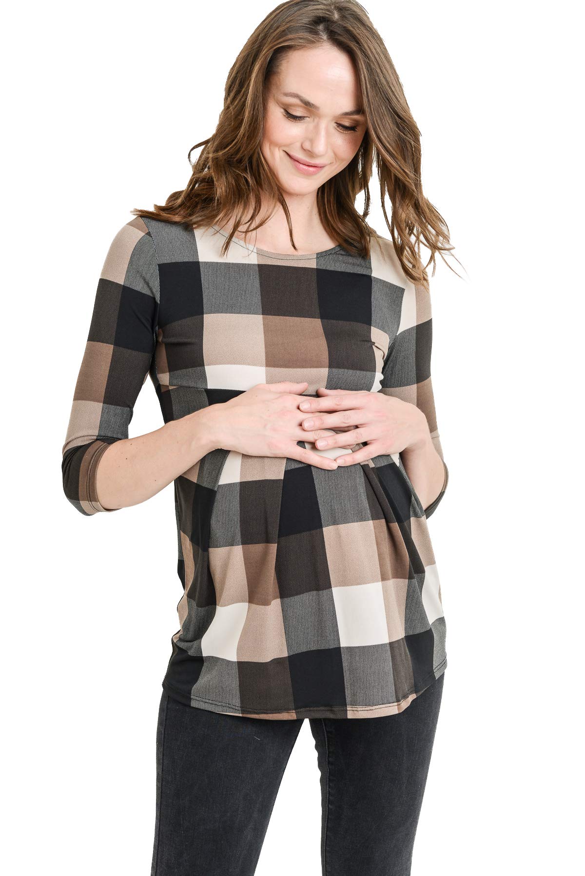 Algopix Similar Product 8 - LaClef Womens Round Neck 34 Sleeve