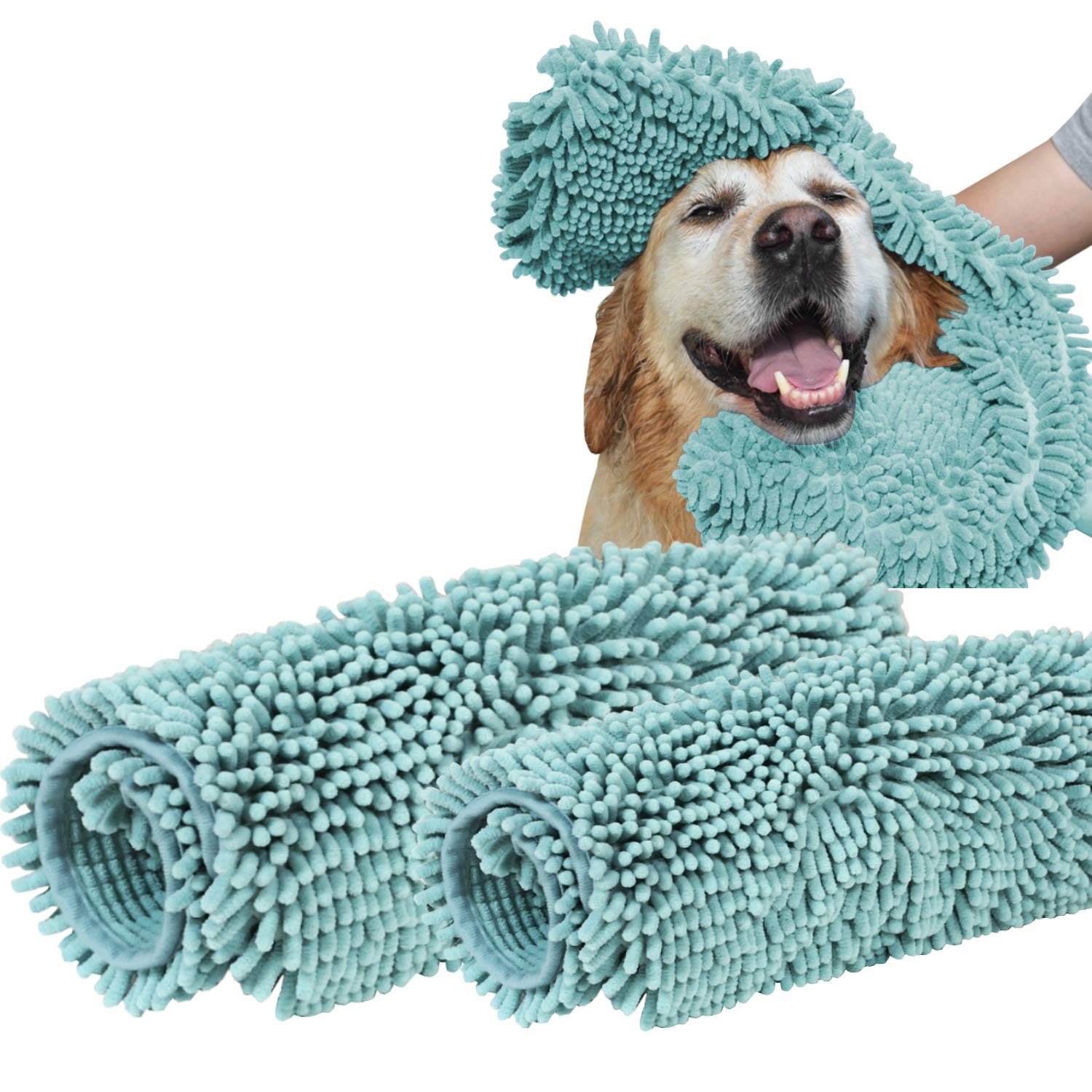 Algopix Similar Product 13 - Turquoize 2 Pack Microfiber Pet Bath