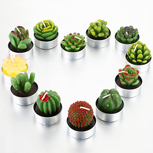 Algopix Similar Product 2 - 12 Pieces Cactus Tealight Candles
