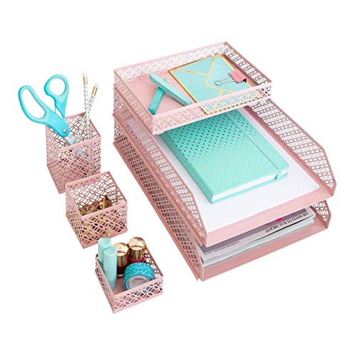 Algopix Similar Product 12 - Blu Monaco Office Supplies Pink Desk