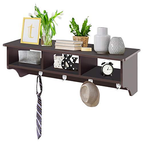 Algopix Similar Product 10 - Giantex Hanging Shelf with Hooks Wall