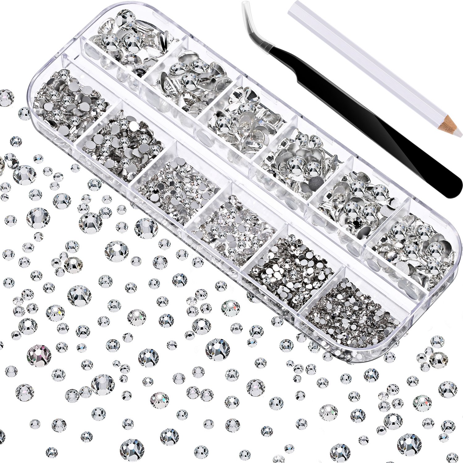 Algopix Similar Product 6 - 2000 Pieces Flat Back Gems Rhinestones