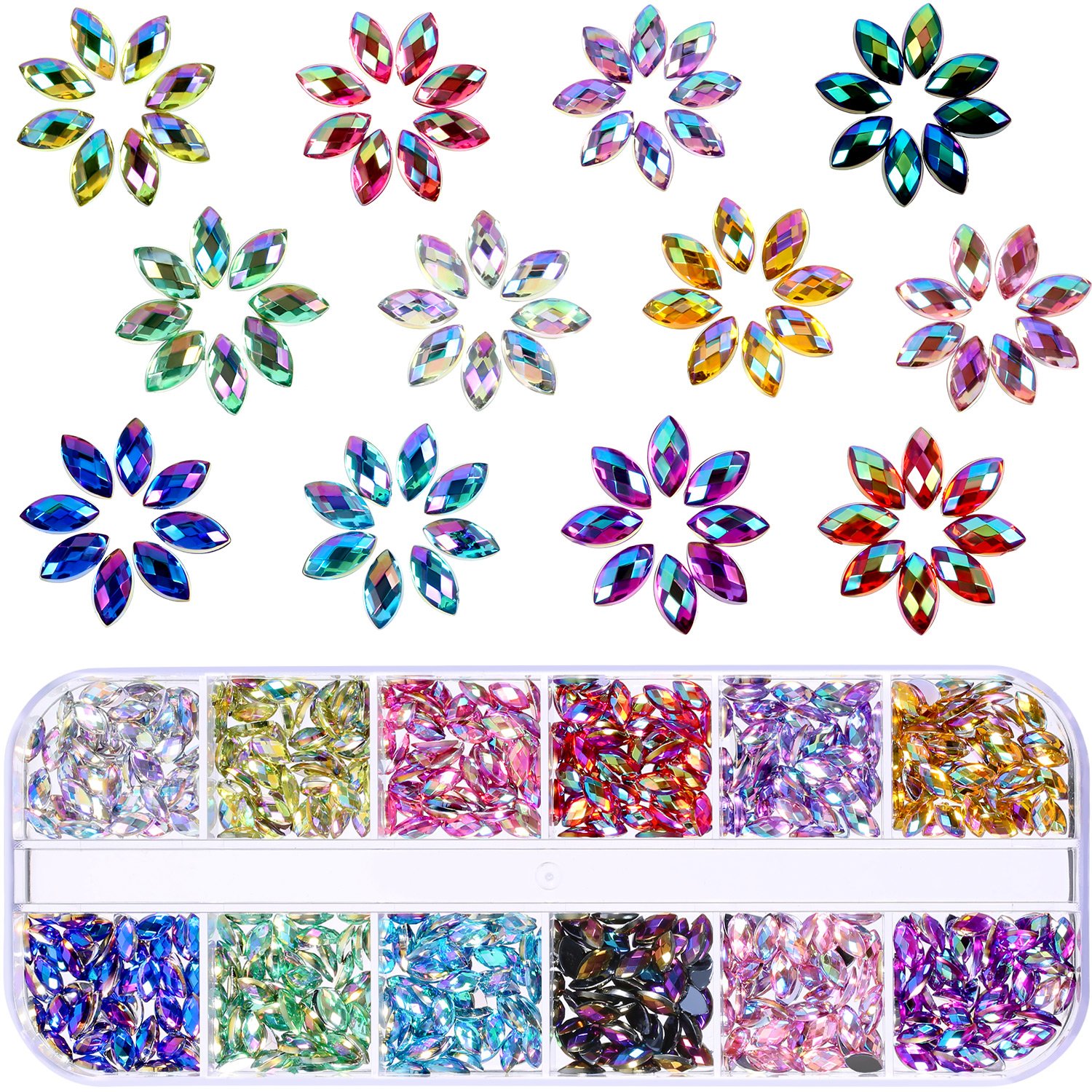 Algopix Similar Product 4 - TecUnite 1200 Pieces 12 Colors Shiny