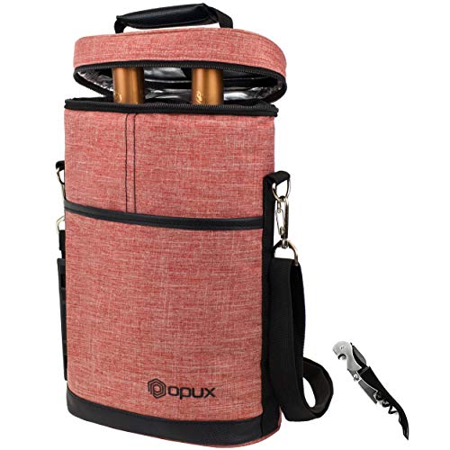 Algopix Similar Product 3 - OPUX 2 Bottle Wine Bag Tote Carrier 