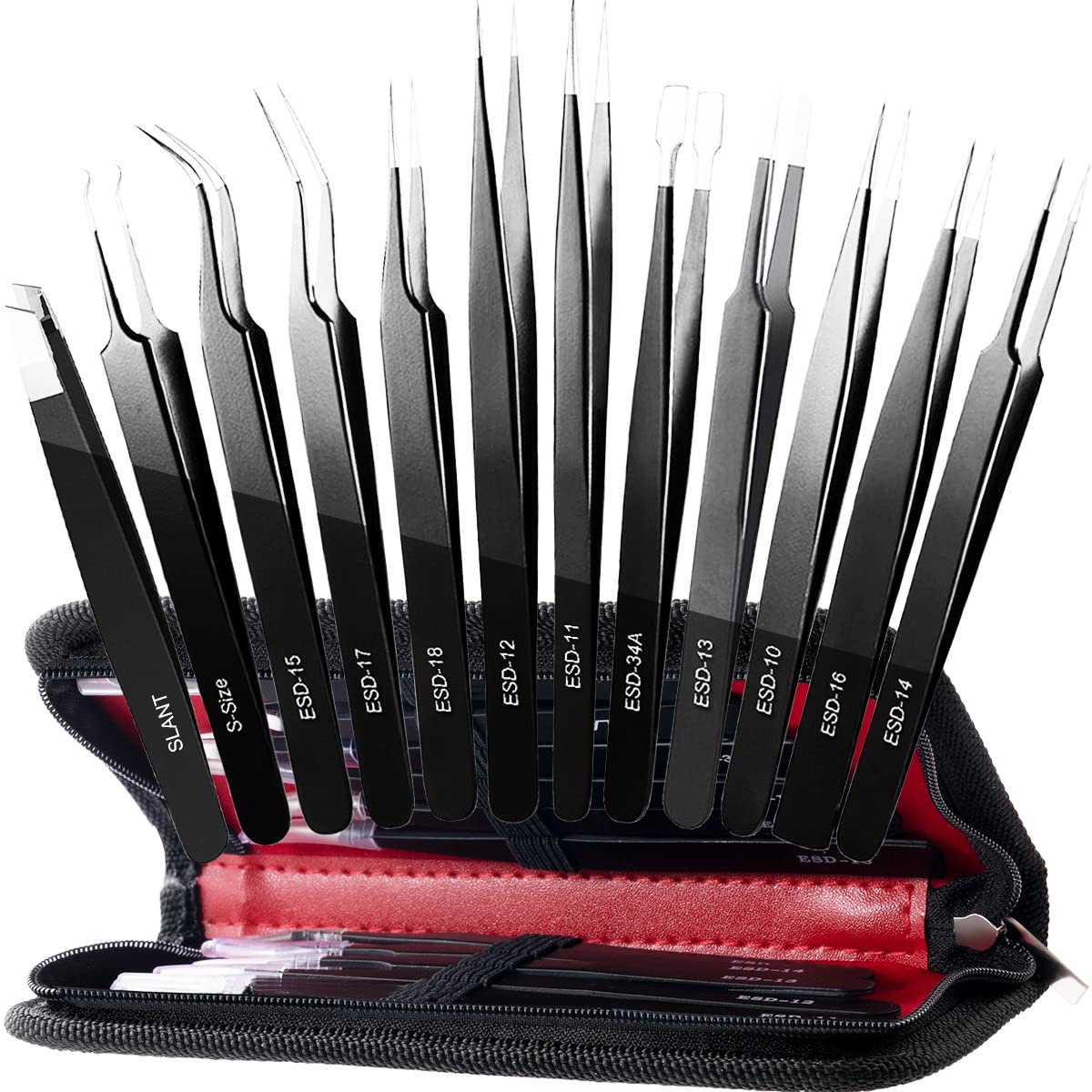Algopix Similar Product 11 - Antonki 12 Pack Precision Tweezers Set