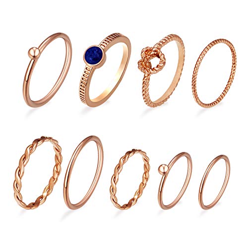 Algopix Similar Product 16 - Rose gold rings set for woman stacking