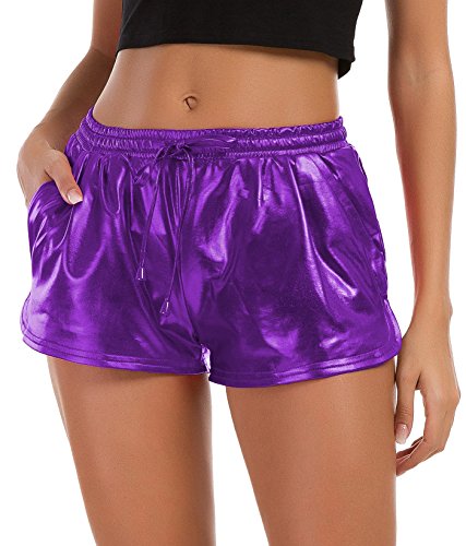 Algopix Similar Product 8 - Tandisk Womens Yoga Hot Shorts Shiny
