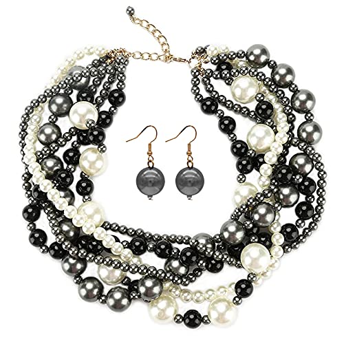 Algopix Similar Product 9 - JNF Multi Strand Pearl Necklace for