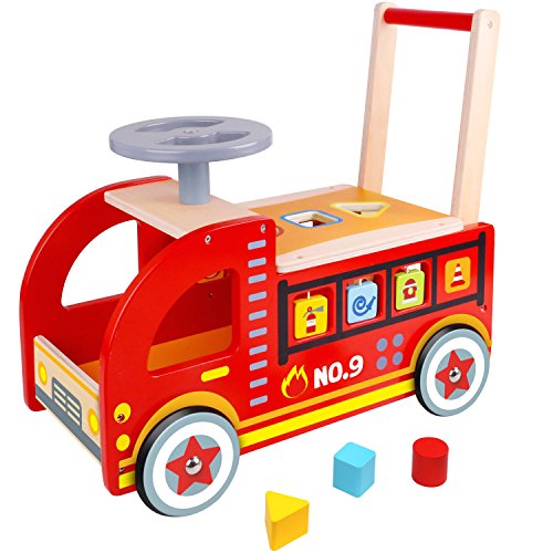 Algopix Similar Product 17 - Pidoko Kids Ride On Fire Truck  Wooden