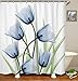 Algopix Similar Product 1 - LIVILAN Blue Tulip Shower Curtain