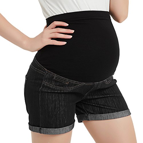 Algopix Similar Product 7 - GINKANA Maternity Denim Shorts Cotton