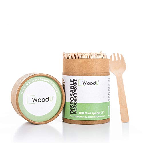 Algopix Similar Product 7 - WoodU Wooden Disposable Mini Sporks 4