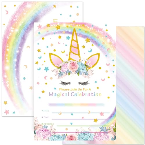 Algopix Similar Product 11 - AMZTM Magical Unicorn Party Invitations