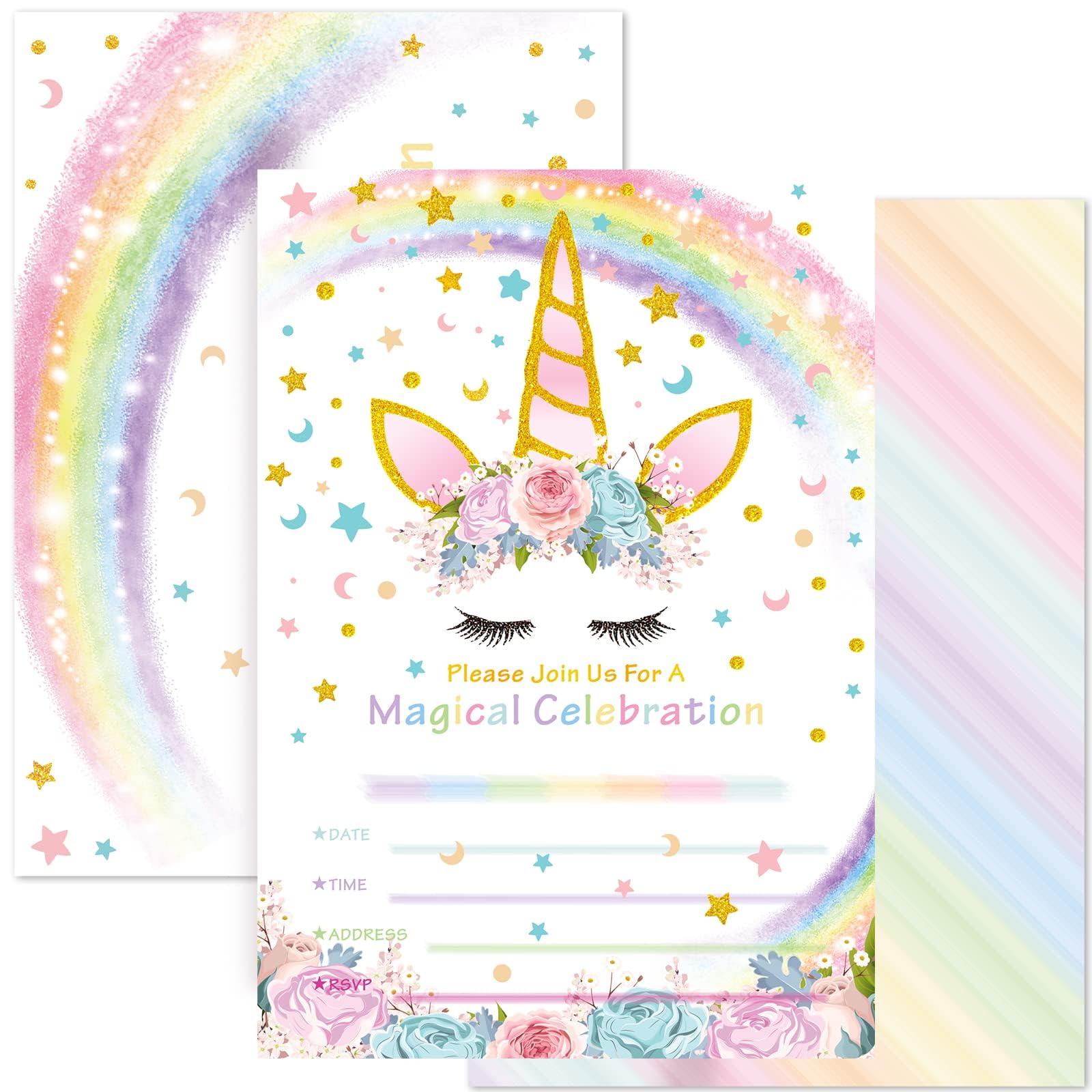 Algopix Similar Product 19 - AMZTM Magical Unicorn Party Invitations