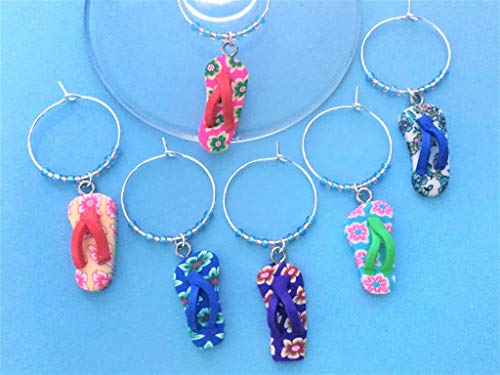 Algopix Similar Product 17 - Flip Flops Wine Charms Summer Decor