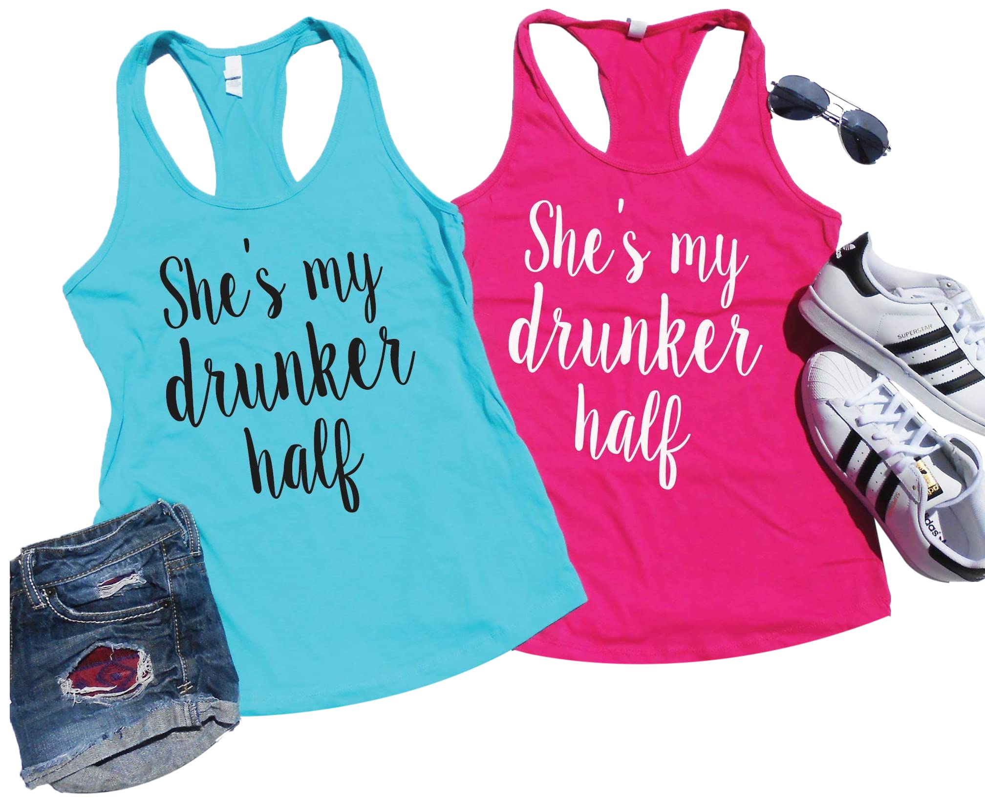 Algopix Similar Product 8 - Shes my Drunker Half Tank Top